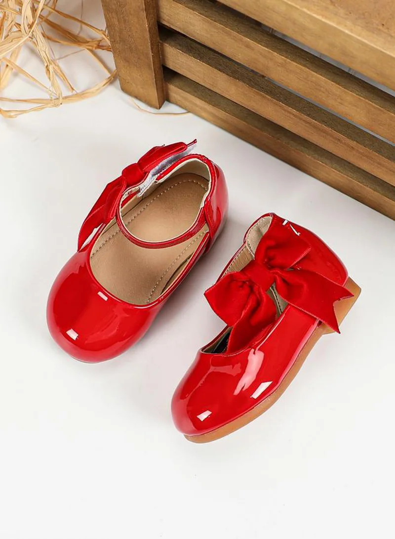 Take Two Girls Solid Bow Decoration Ballerina Shoes